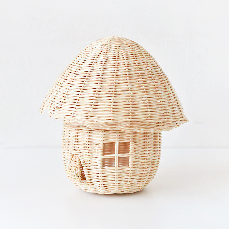 Lisslune | Handcrafted Rattan Mushroom House Ornament – Beautiful Woven Decoration for Home