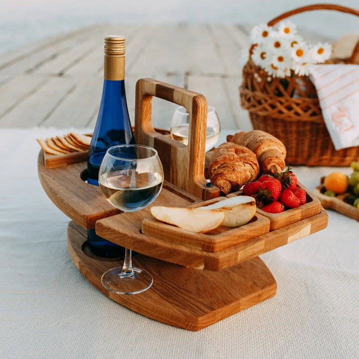 Lisslune | Portable Wooden Picnic Wine Table