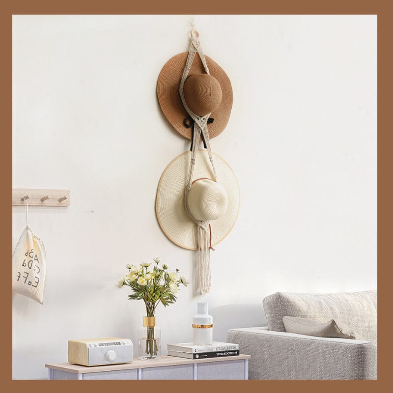 Lisslune | Handmade Linen Decorative Boho Hat Rack For Wall Hanging