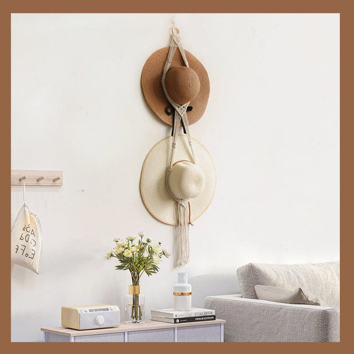 Lisslune | Handmade Linen Decorative Boho Hat Rack For Wall Hanging