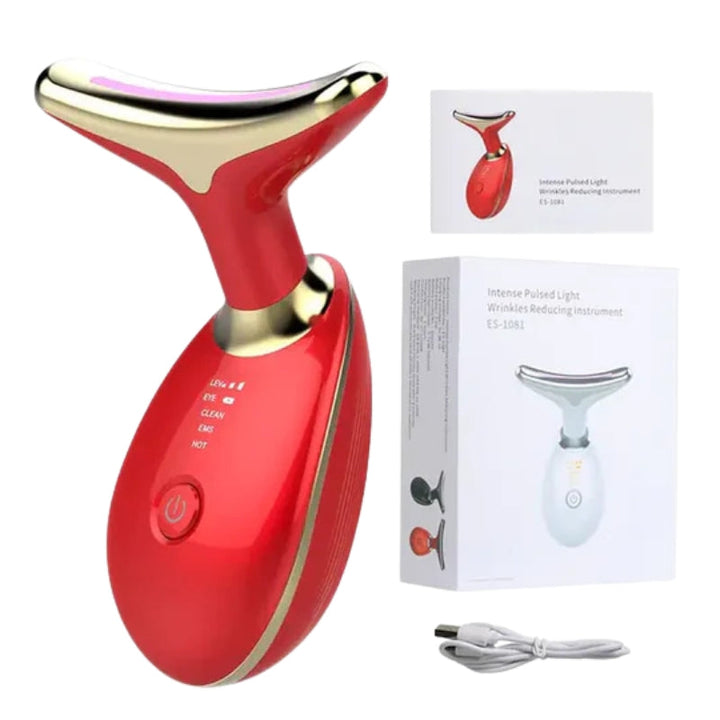 Lisslune | GlowLift – Anti-Wrinkle Facial Firming Massage Device with LED Light Therapy for Face and Neck