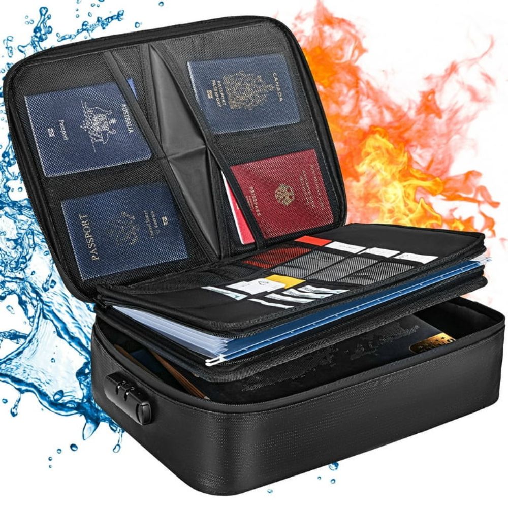 Lisslune | Waterproof Fireproof Document and Cash Safe Bag with Secure Lock