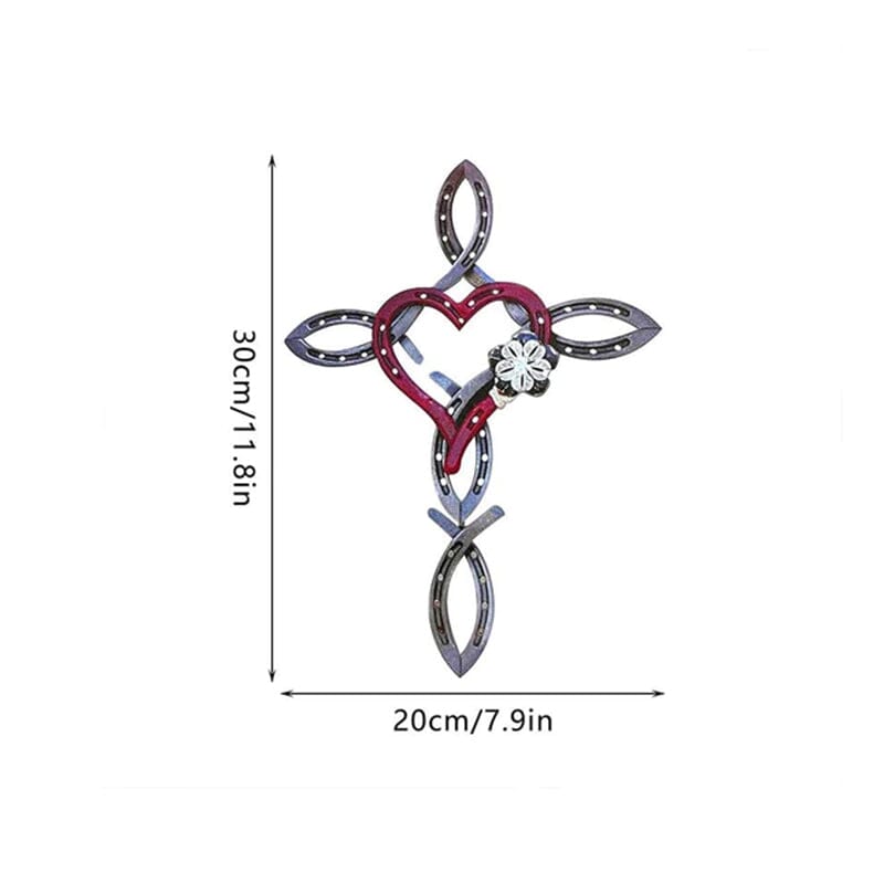 Lisslune | Natural Horseshoe Cross with Heart