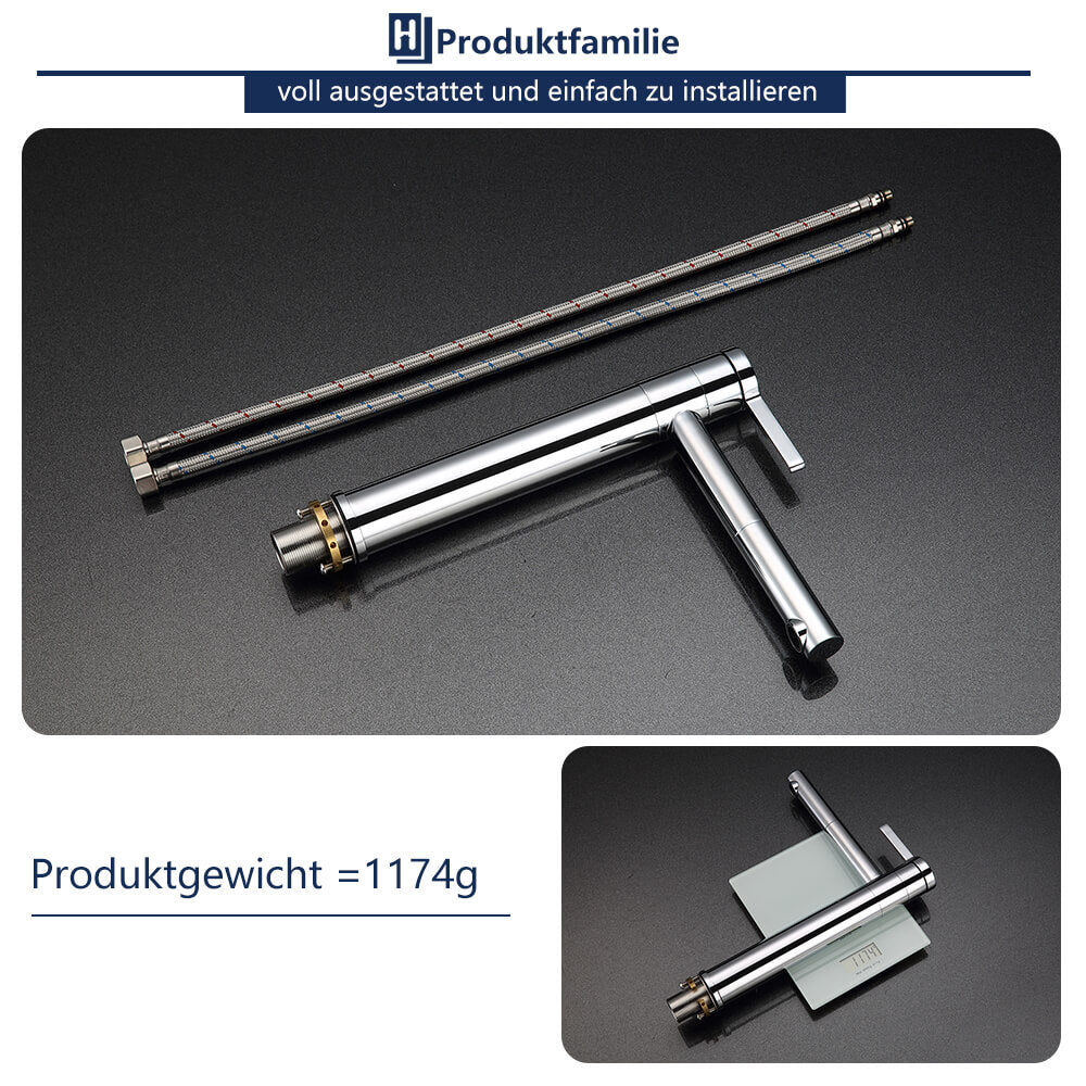 Lisslune | Double 360° swivel High sink mixer Chrome faucet Bathroom for sink in bathroom fittings
