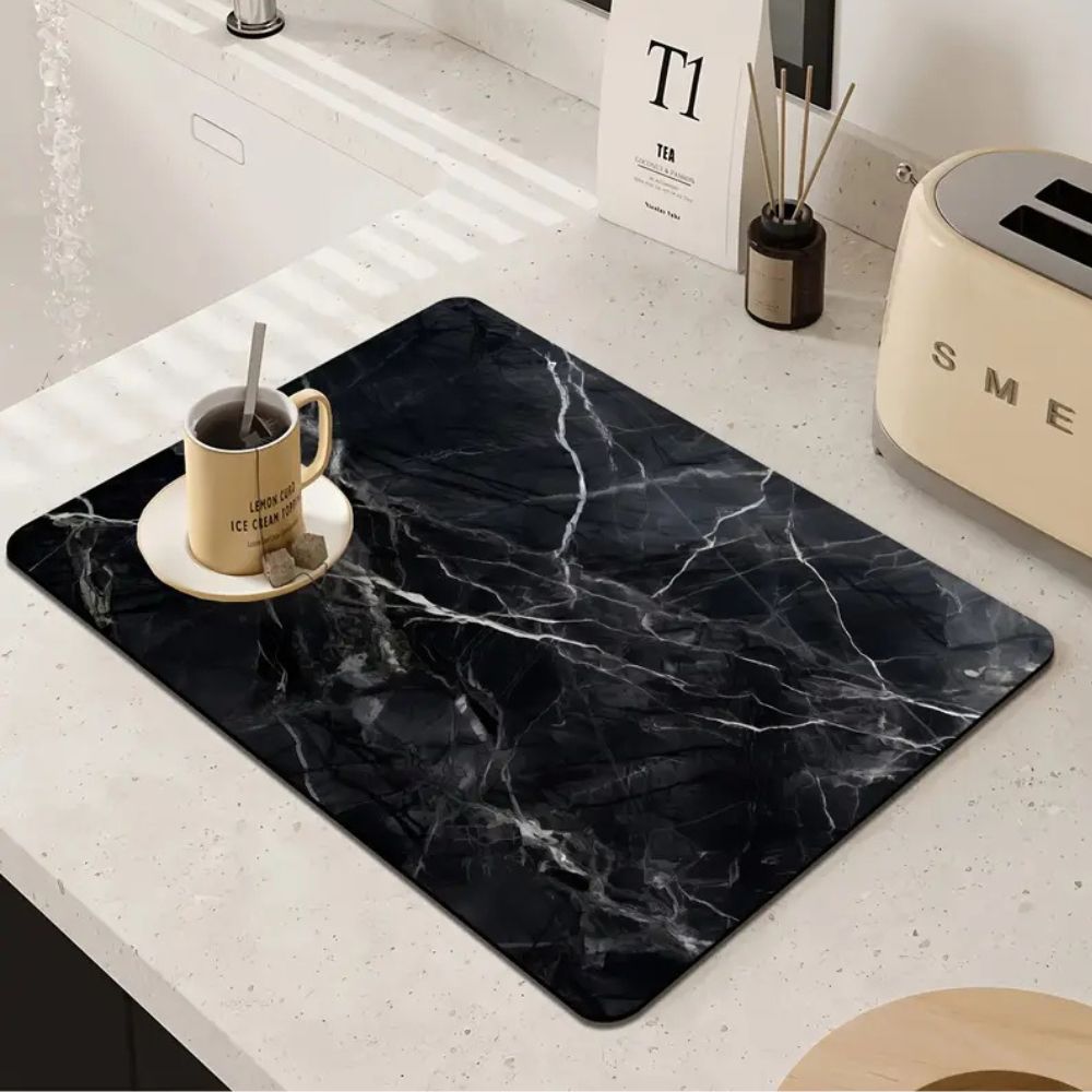Lisslune | Marble Print Dish Drying Mat