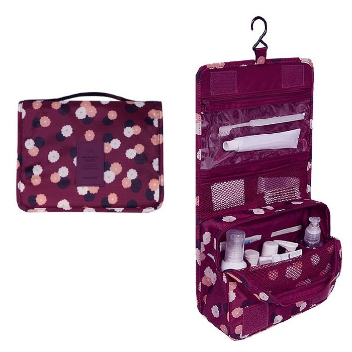 Lisslune | TravelEase – Water-repellent Cosmetic Bag with Hook and Compartments | Travel Toiletry Bag