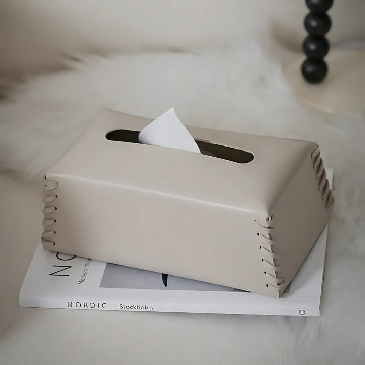 Lisslune | Stitched Leather Tissue Box Holder