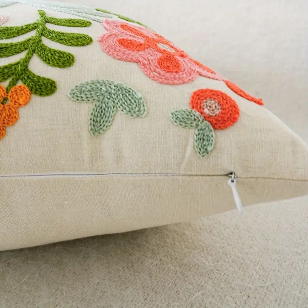 Lisslune | Ethereal Embroidery Floral Cushion Cover