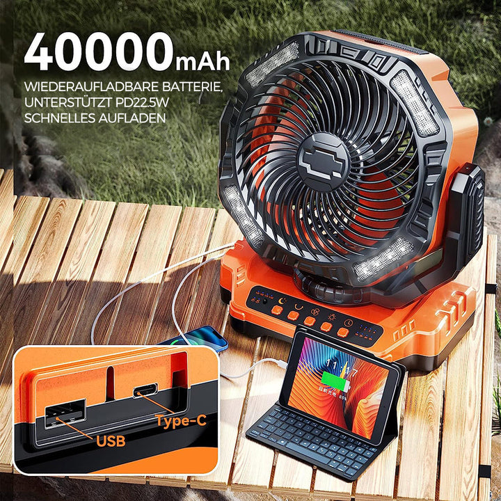 Lisslune | Portable fan for outdoor use with LED light