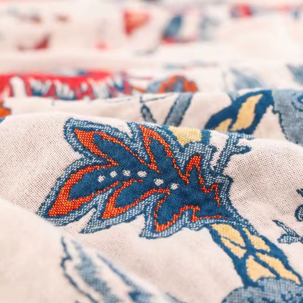 Lisslune | Retro Botanica Bliss Cotton Blanket