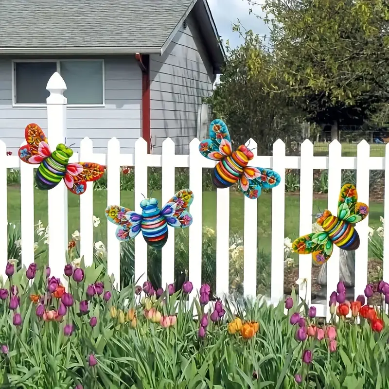 Lisslune | Iron Bee Art Sculpture Hanging Wall Decorations for Garden