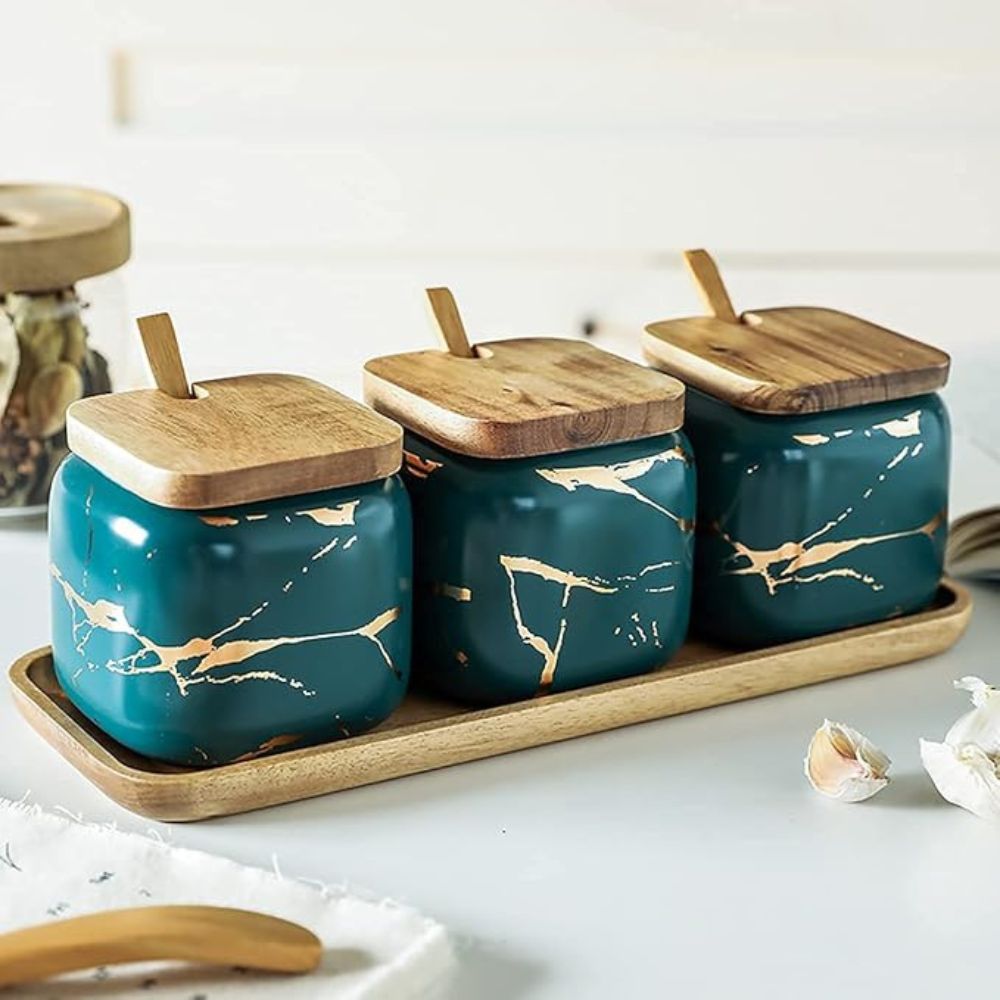 Lisslune | Royal Vein Porcelain Spice Jar Set