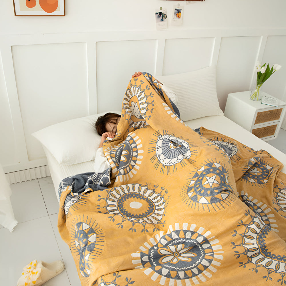 Lisslune | Blossom Radiance Circle Cotton Blanket
