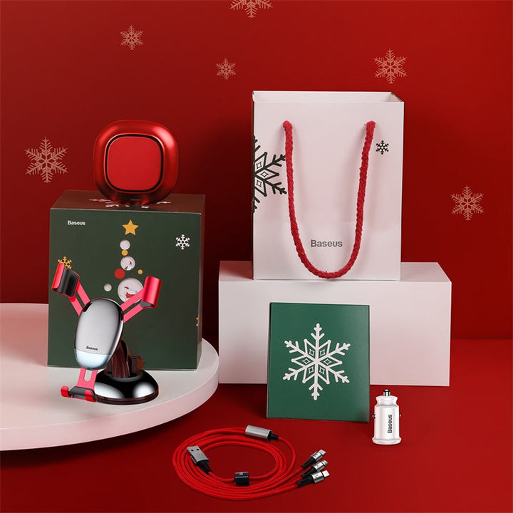 Lisslune | Car Accessories Christmas Gift Package, Including Car Phone Holder, Car Charger Adapter, 3-in-1 Charging Cable & Air Freshener