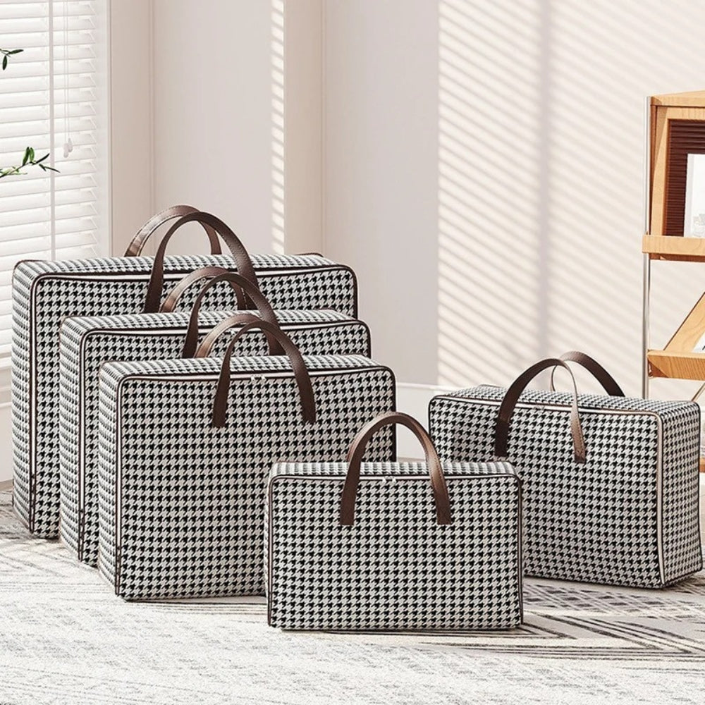 Lisslune | Durable Large Capacity Houndstooth Storage Suitcase
