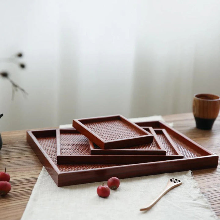 Lisslune | Artisanal Rattan Wooden Tea Tray