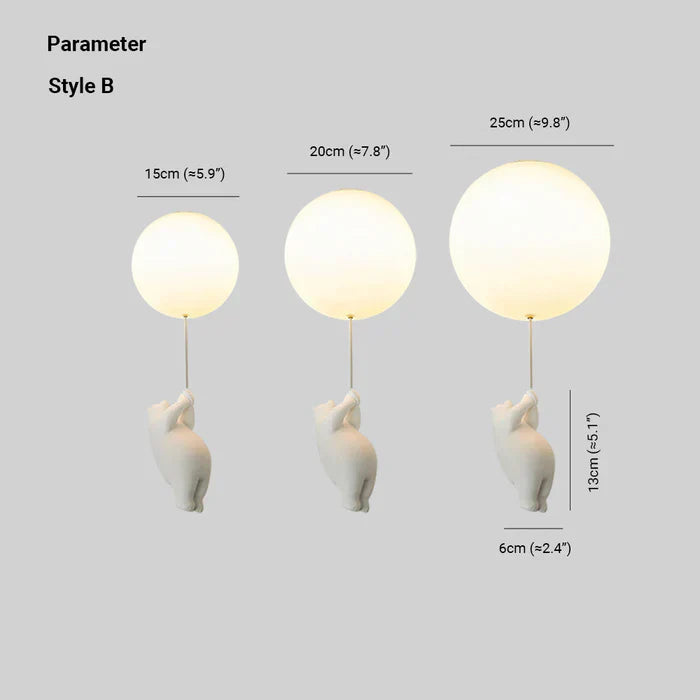 Lisslune | CloudBear Kids Ceiling Light – Bear & Balloon LED Pendant Lamp for Nursery and Bedroom Decor