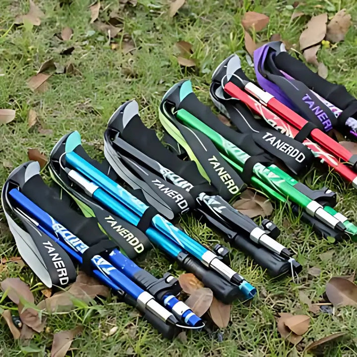 Lisslune | Adjustable Foldable Trekking Pole for Hiking, Backpacking & Outdoor Adventures - Lightweight Aluminum Design