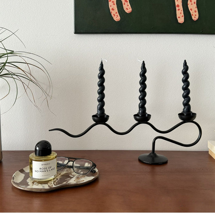 Lisslune | Tri Iron Twisted Candle Holder