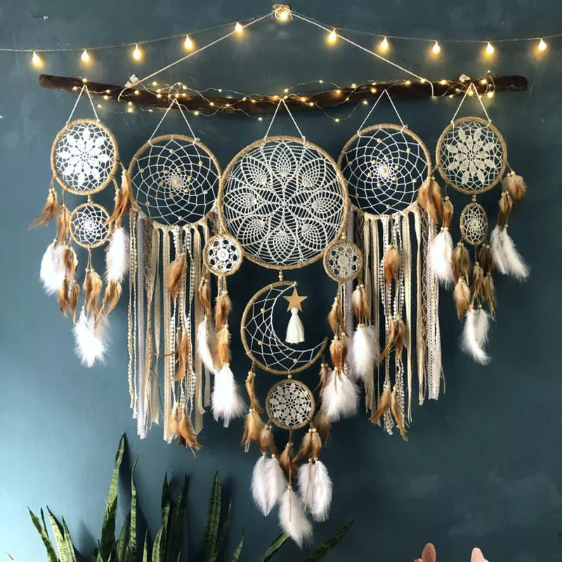 Lisslune | Dream catcher moon and stars hang over the bed (5 pieces)