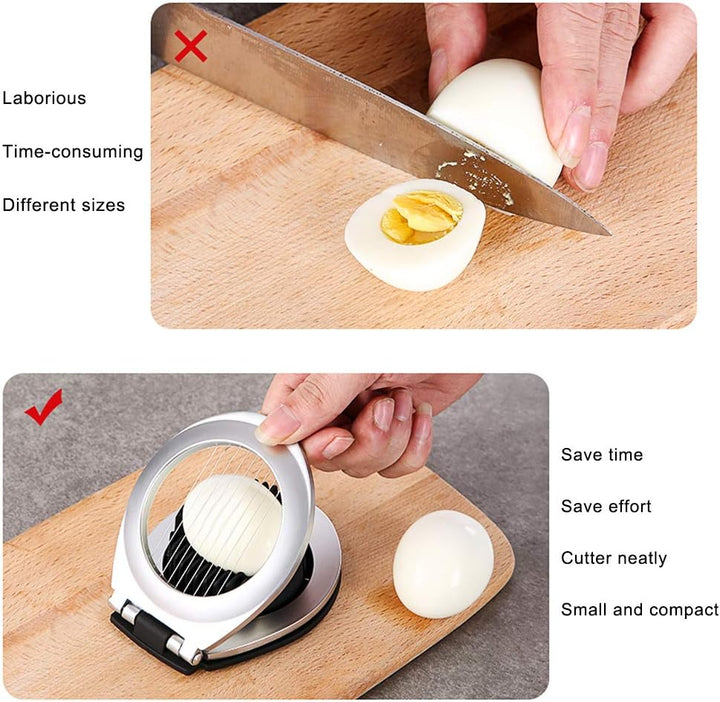 Lisslune | Stainless Steel Egg Slicer – 3-in-1 Cutting Options for Effortless Preparation!