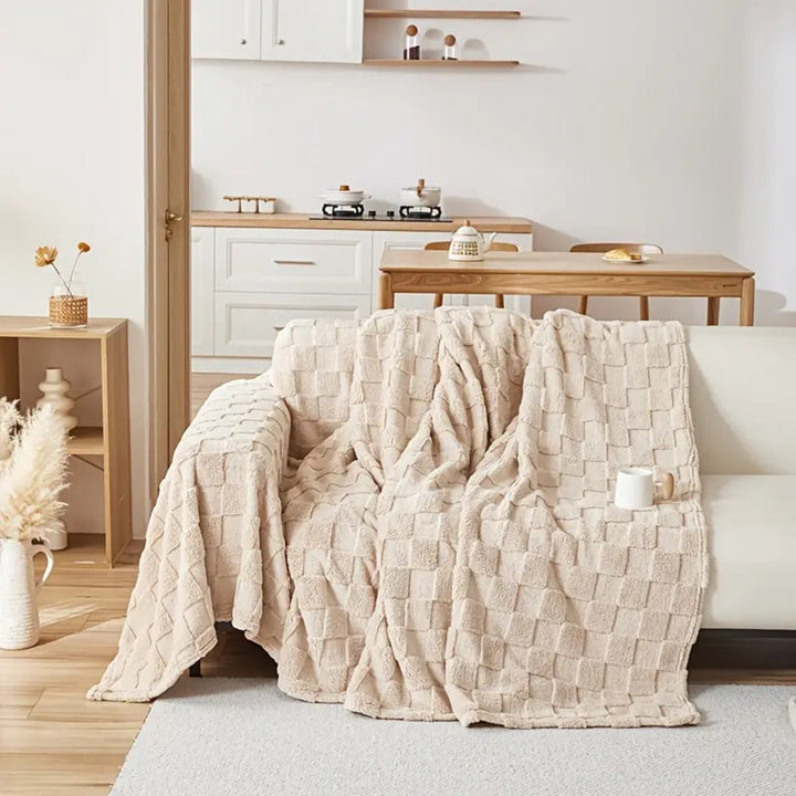 Lisslune | Checkered Plush Velvet Sofa Cover