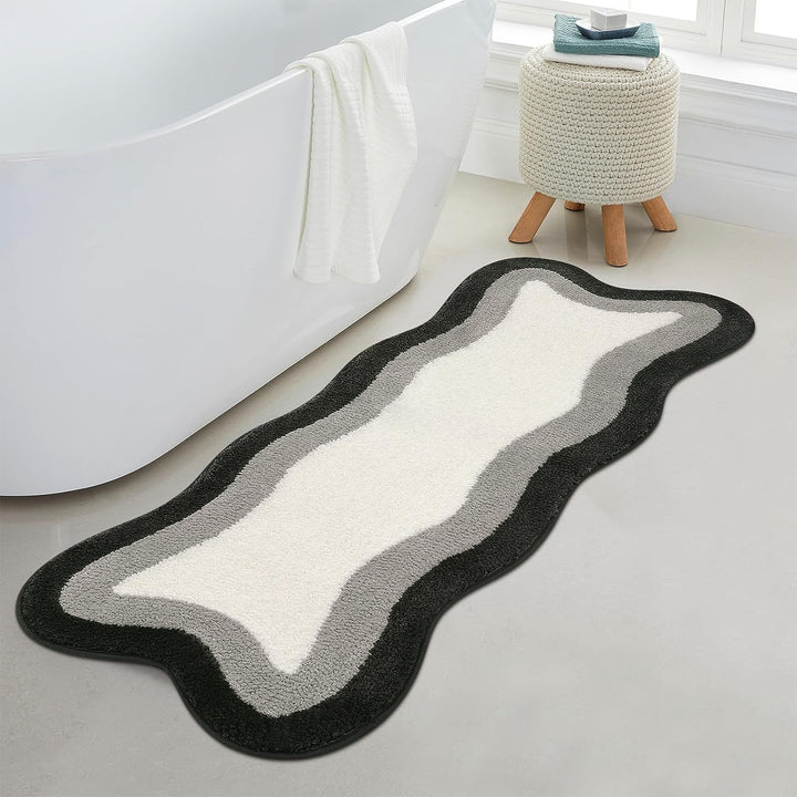 Lisslune | Black Gradient Bath Mats, Carpet for Bathrooms, Cute Non-Slip Irregular Carpet for Shower Room