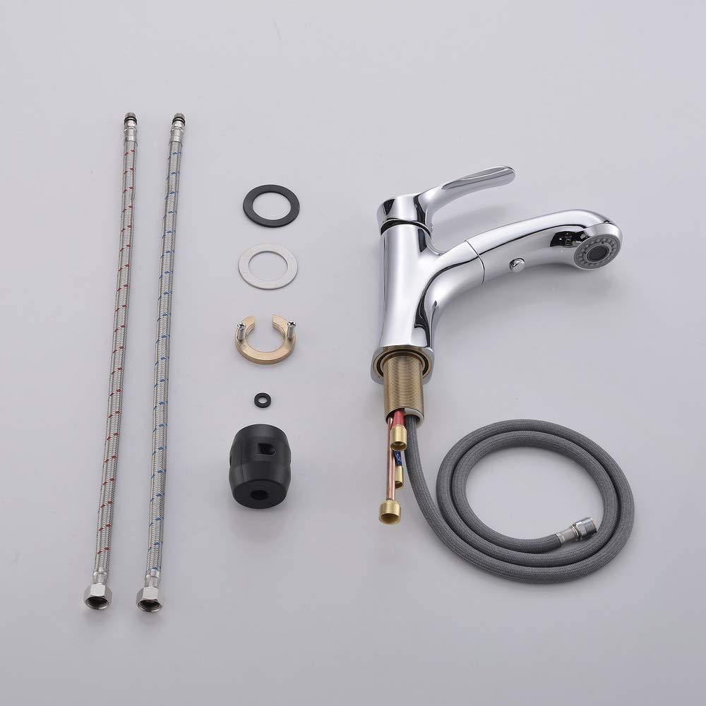 Lisslune | 2 Spray Types Sink Pull-out Shower Faucet Bathroom with Shower Pause Button Sink Faucet with Shower