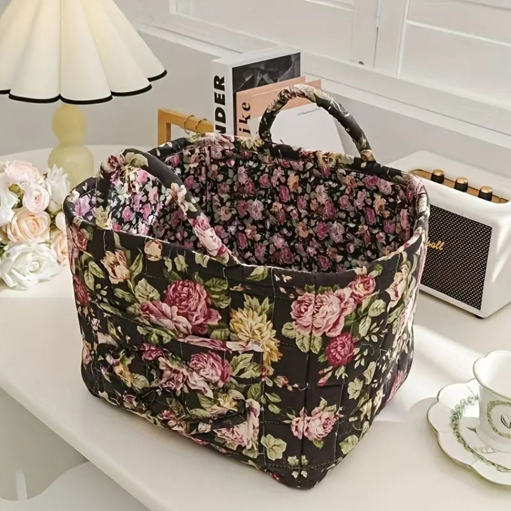 Lisslune | Floral Canvas Storage Basket for Home Organization