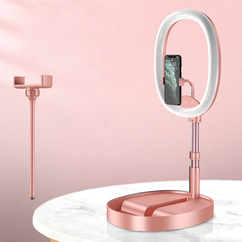 Lisslune | Foldable and Adjustable Phone Holder with 10W Wireless Fast Charge, Up to 25.8cm, Lamp, Non-slip Panel, Mini Shelf, Suitable for Phones and Tablets