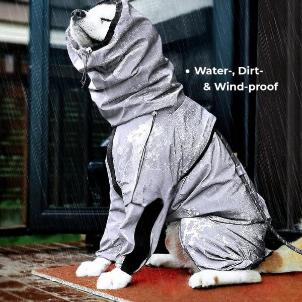 Lisslune | Waterproof Dog Coat with Legs – Reflective Dog Rain Jacket for Small & Large Breeds | Best Rain Coat for Dogs UK