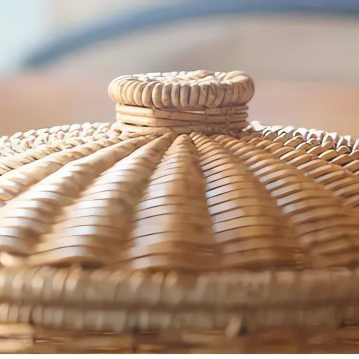 Lisslune | Dome-Shaped Knitted Rattan Basket with Lid