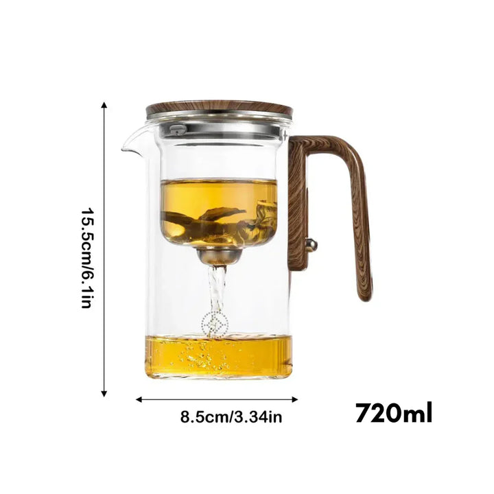 Lisslune | Elegant Teapot Made of Glass with Wooden Handle – Transparent Teapot for Tea Enjoyment