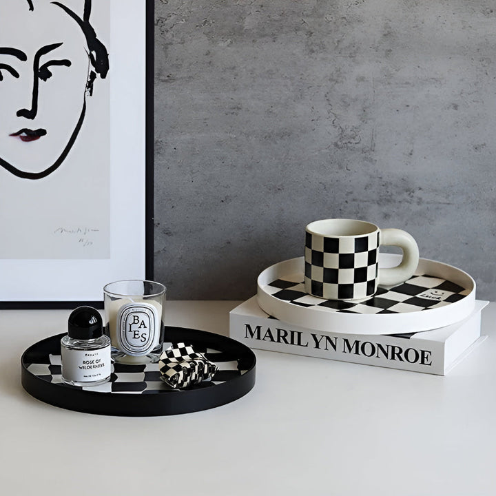 Lisslune | Round Checkerboard Storage Tray