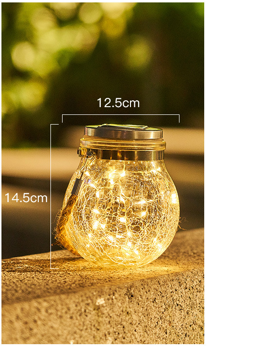 Lisslune | Solar LED Lantern in Glass – Decorative Garden Lighting with Wire Lights and Carry Handle