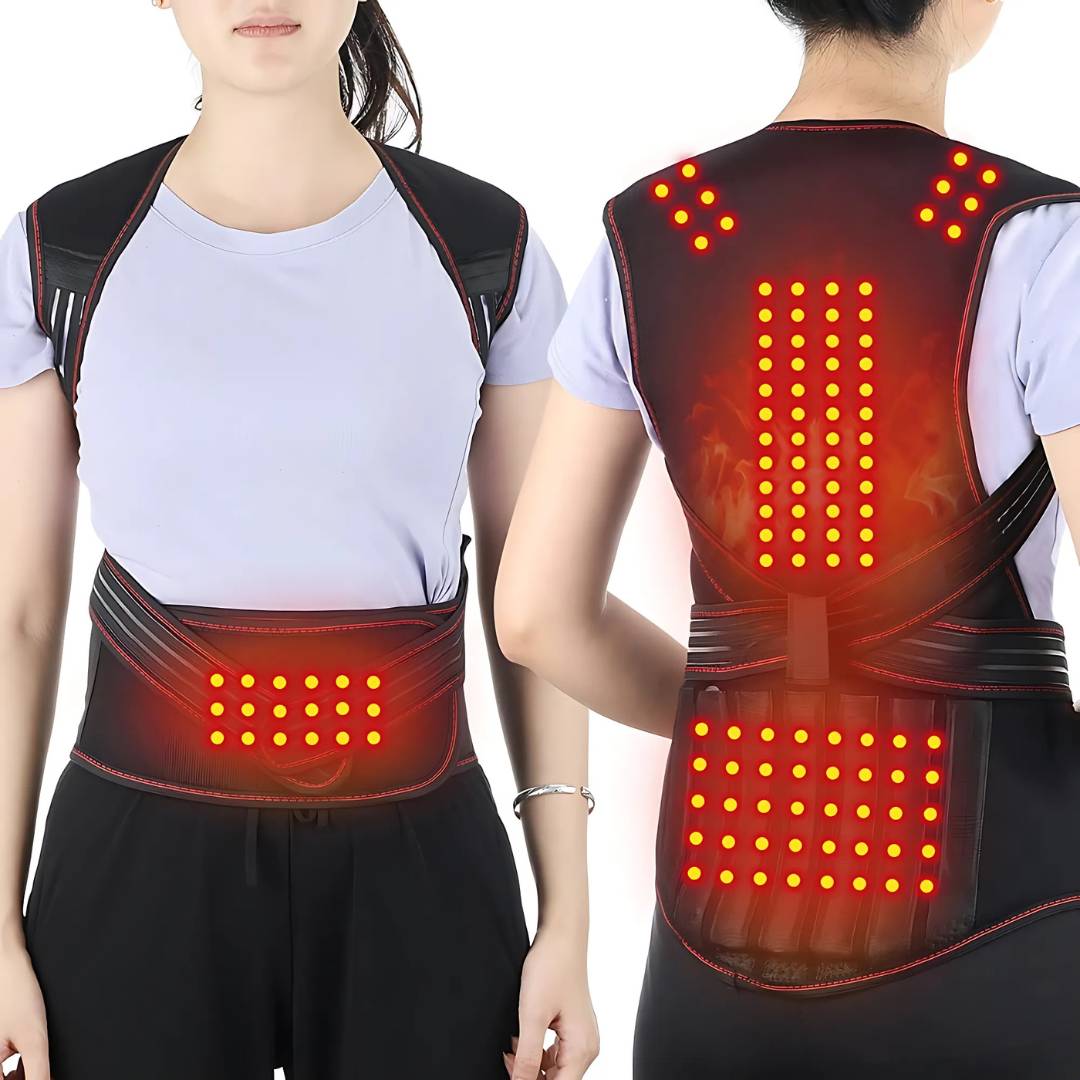 Lisslune | Self-Heating Back Support Brace | Adjustable Heated Posture Corrector for Back Pain Relief & Improved Posture