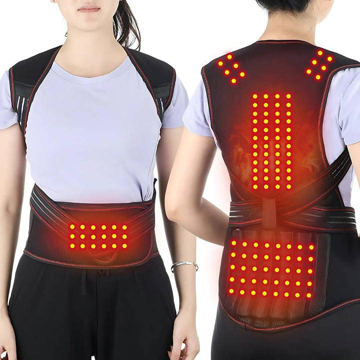 Lisslune | Self-Heating Back Support Brace | Adjustable Heated Posture Corrector for Back Pain Relief & Improved Posture