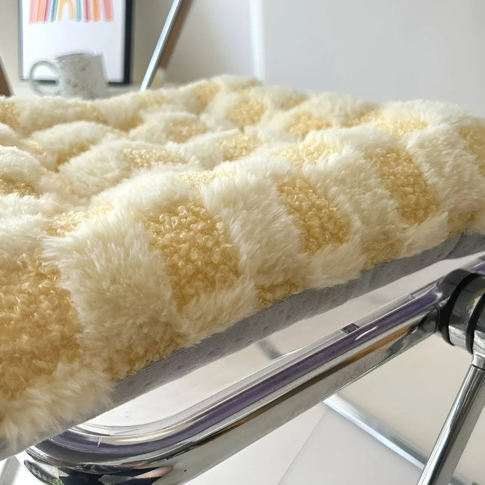 Lisslune | Fuzzy Checkered Fur Padded Cushion
