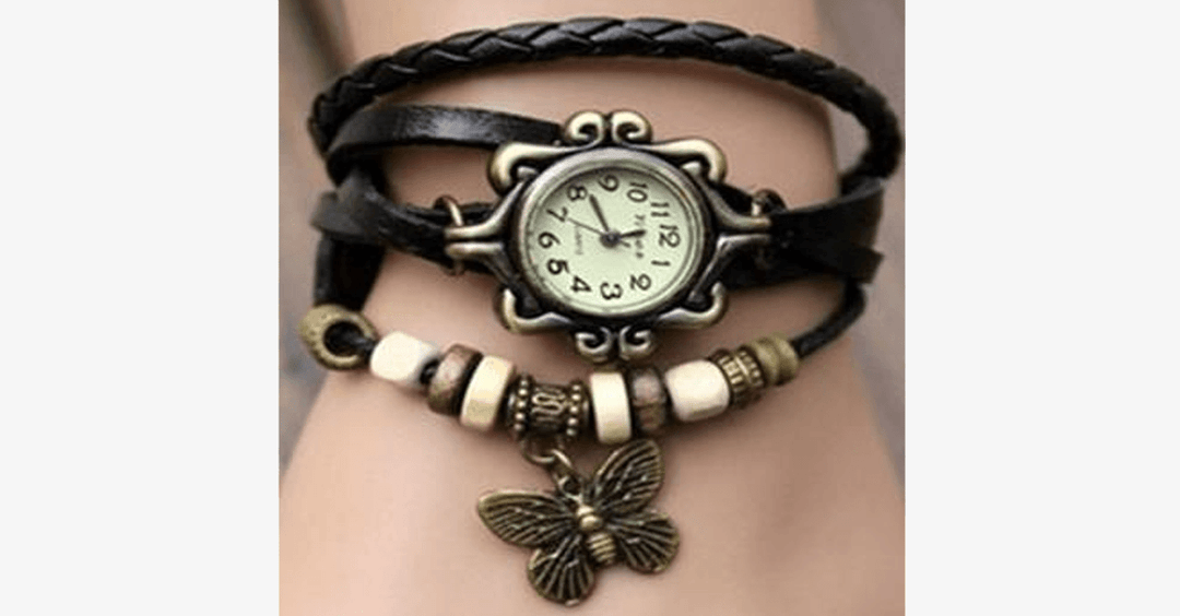 Lisslune | Butterfly Wrap Watches - Multicolored Genuine Leather Snap Back Watch