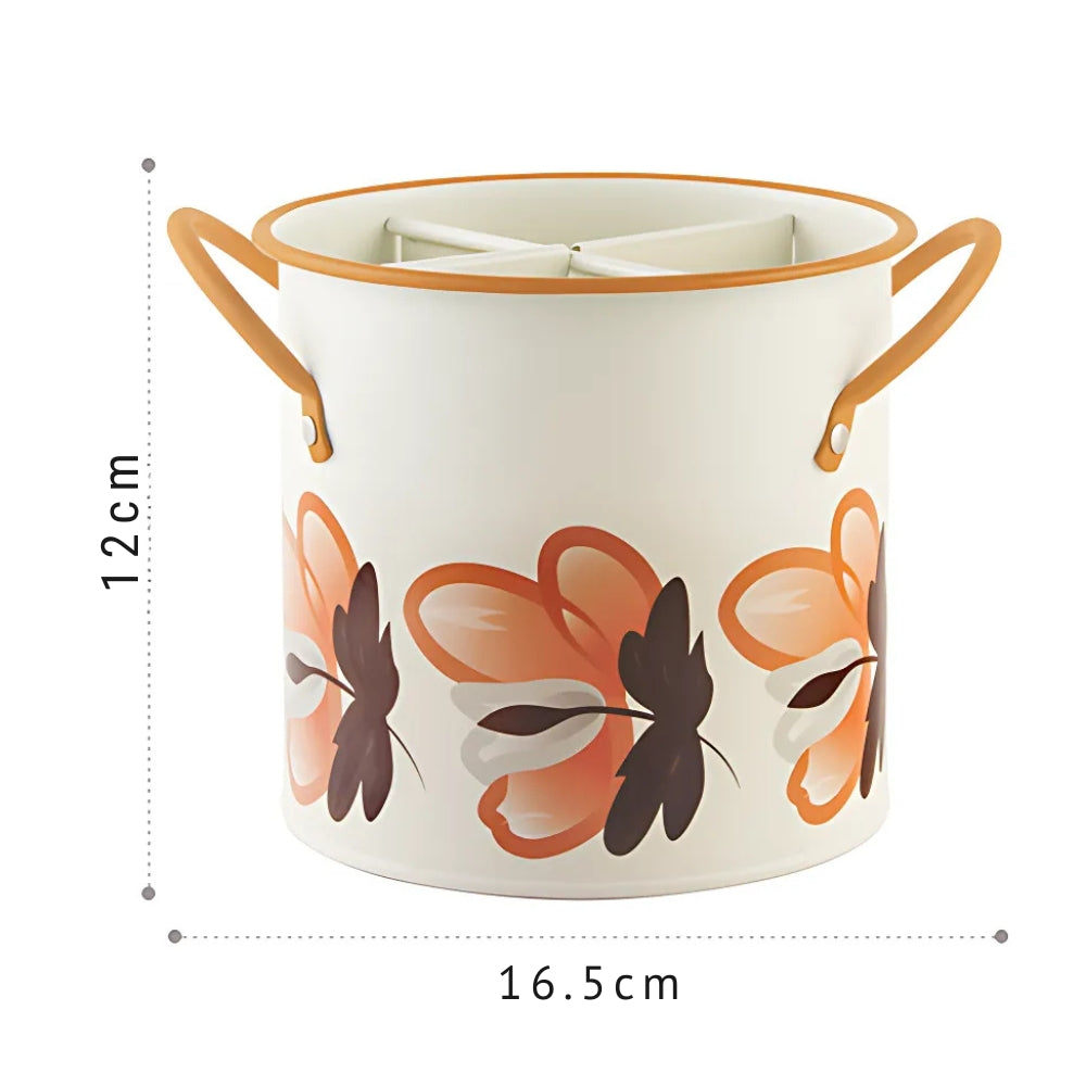 Lisslune | Floral Utensil Storage Basket with Divider Lid