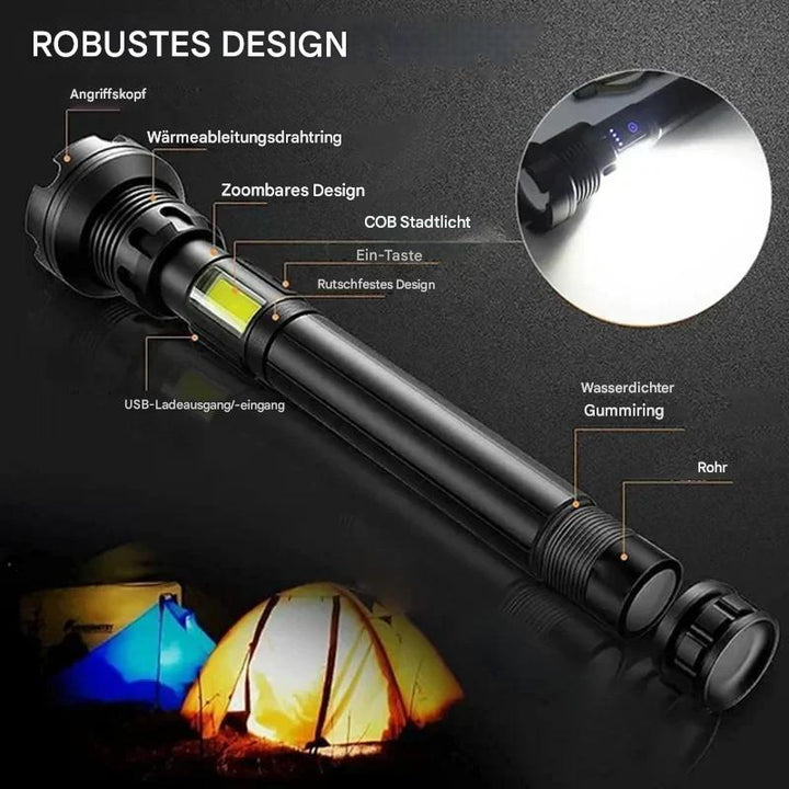 Lisslune | Tactical Flashlight – LED Flashlight with Zoom & Power Bank Function