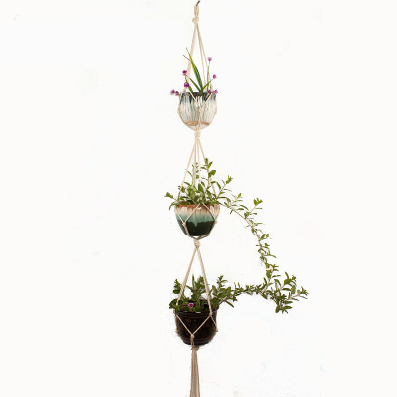 Lisslune | Macrame Plant Hanger Made of Cotton Rope – Stylish Suspension for Pots