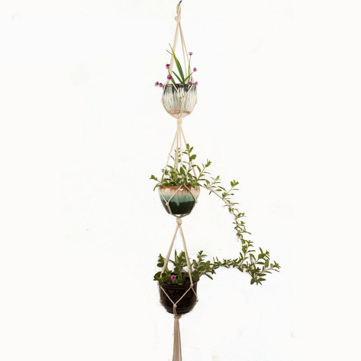 Lisslune | Macrame Plant Hanger Made of Cotton Rope – Stylish Suspension for Pots