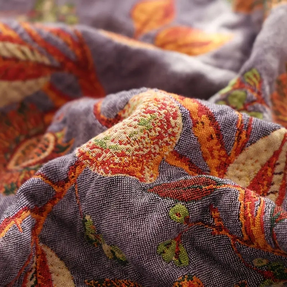 Lisslune | Botanic Floral Cotton Tassel Blanket