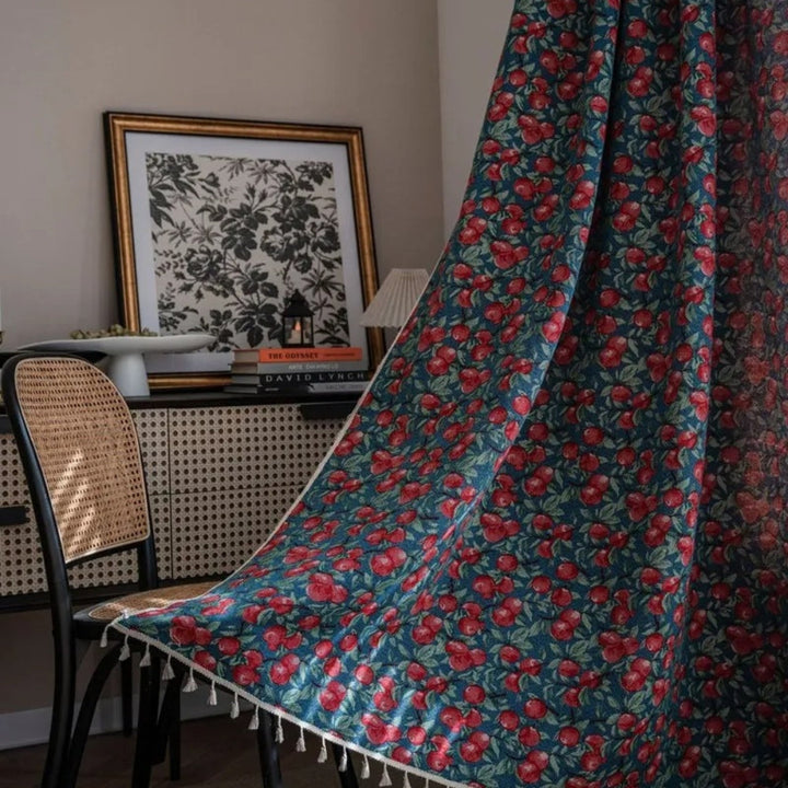 Lisslune | Cherry Bloom Botanical Tassel Curtain