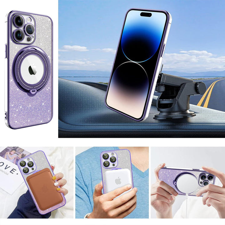 Lisslune | Magnetic Glitter Case with Invisible Stand for iPhone