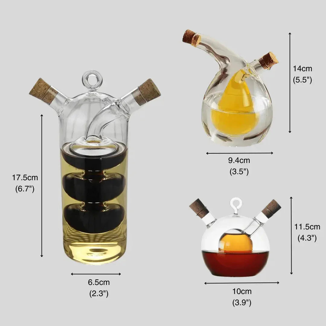 Lisslune | Oil & Vinegar Dispenser – Double Glass Bottle for Stylish Serving & Storing