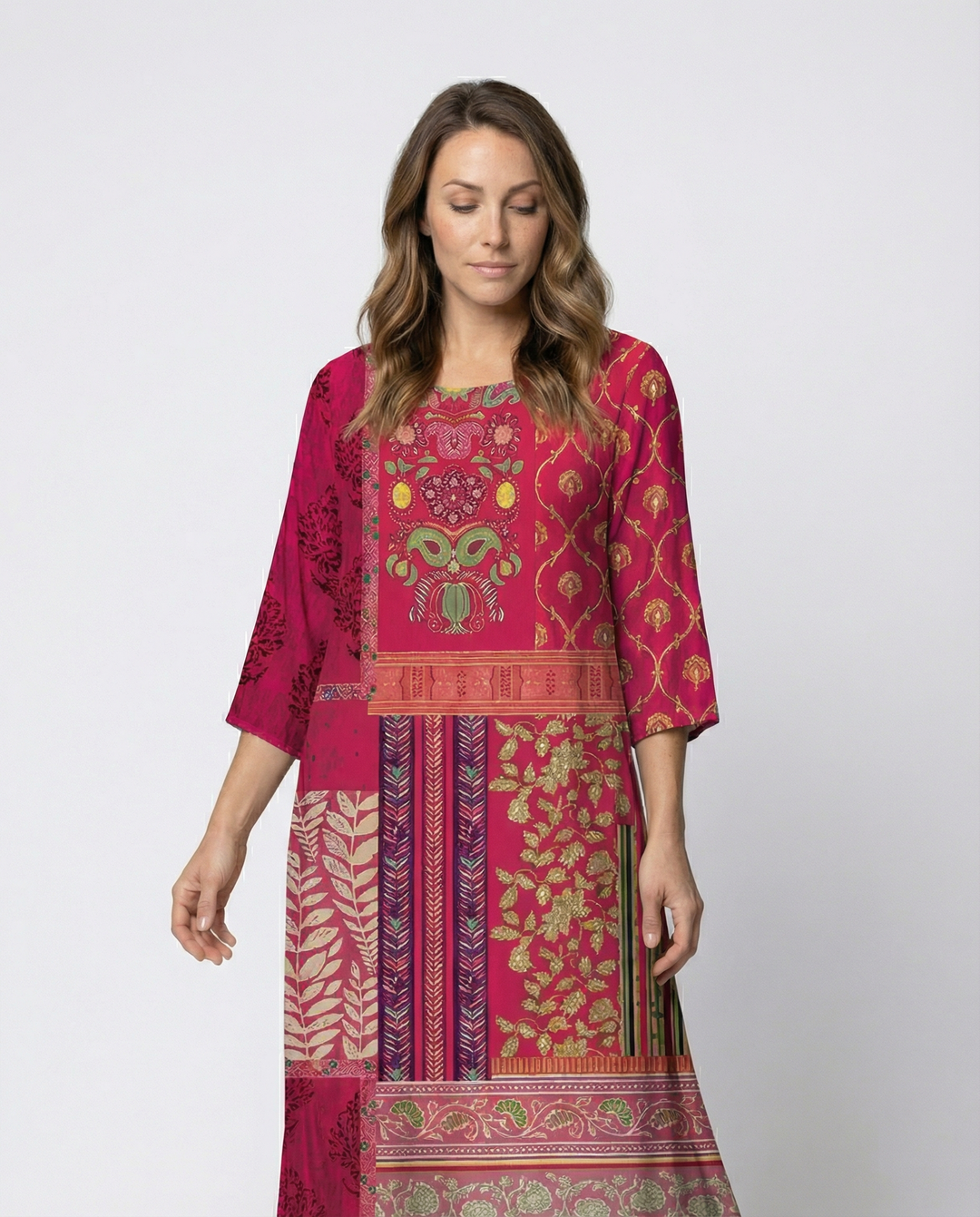 Women's Boho Kaftan Dress with Flowing Fabric & Side Slit Lisslune