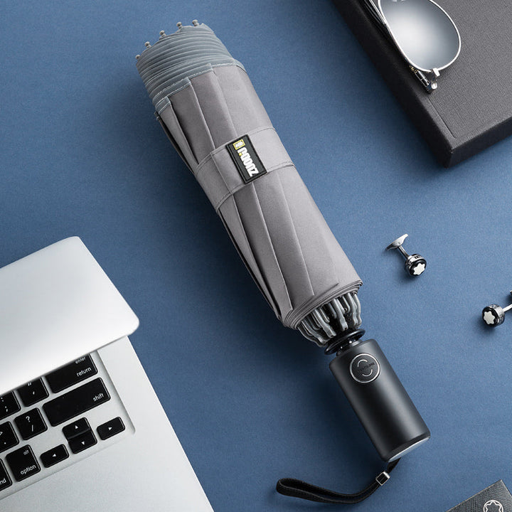 Lisslune | Windproof Reverse Folding Umbrella with LED, Auto Open/Close Design, Safe Reflective Tape & Sturdy 10 Ribs