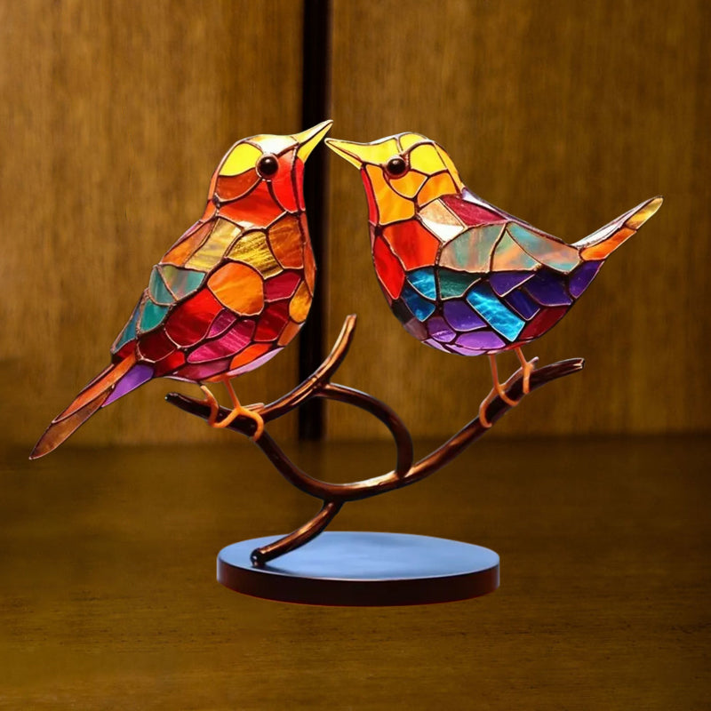 Lisslune | Birds on Branches Stained Glass Ornaments